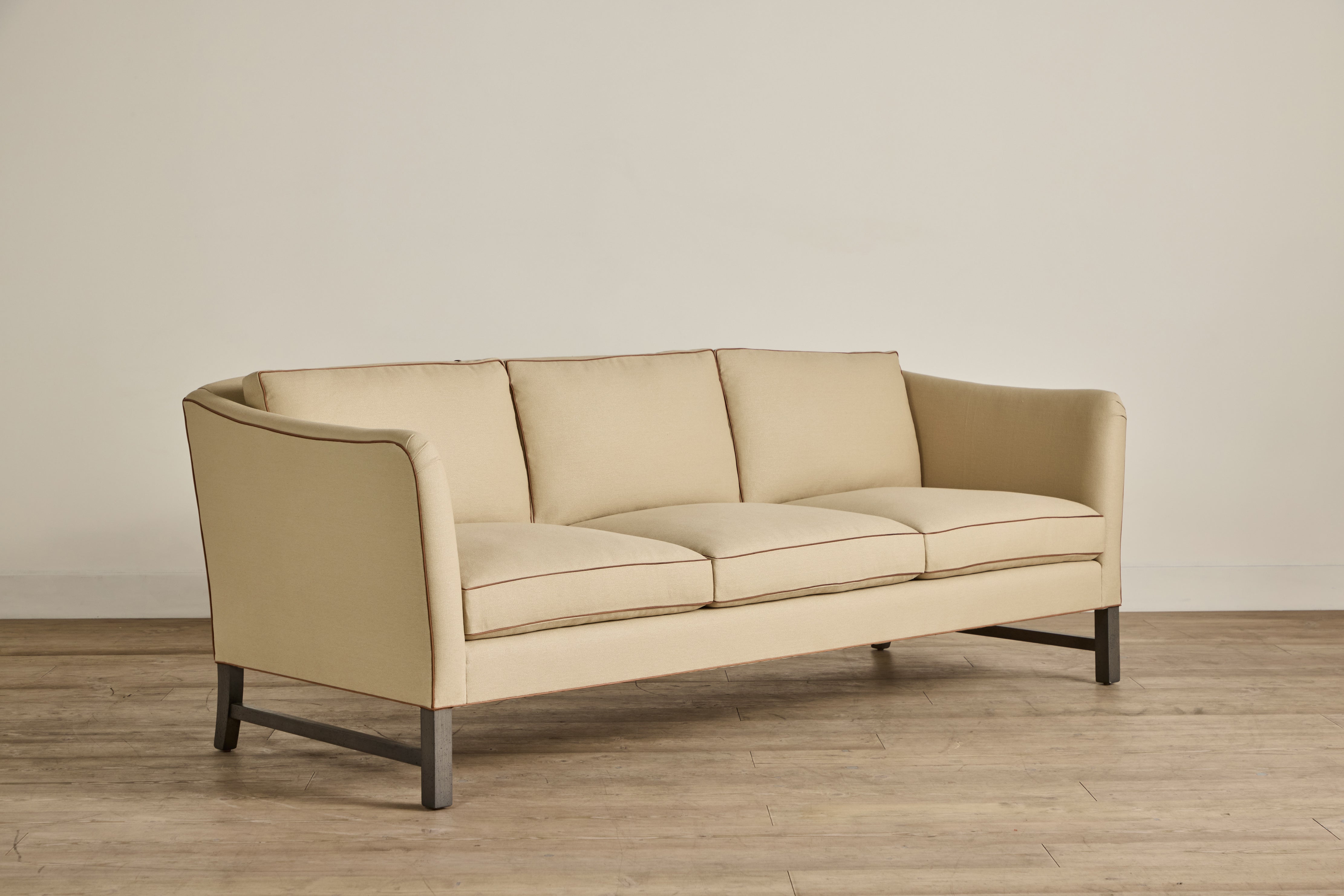 Shown in Customer's Own Material (Nickey Kehoe, Hemp in Flax with Howe Leather Tan Piping and Smoked Oak), 98 In.