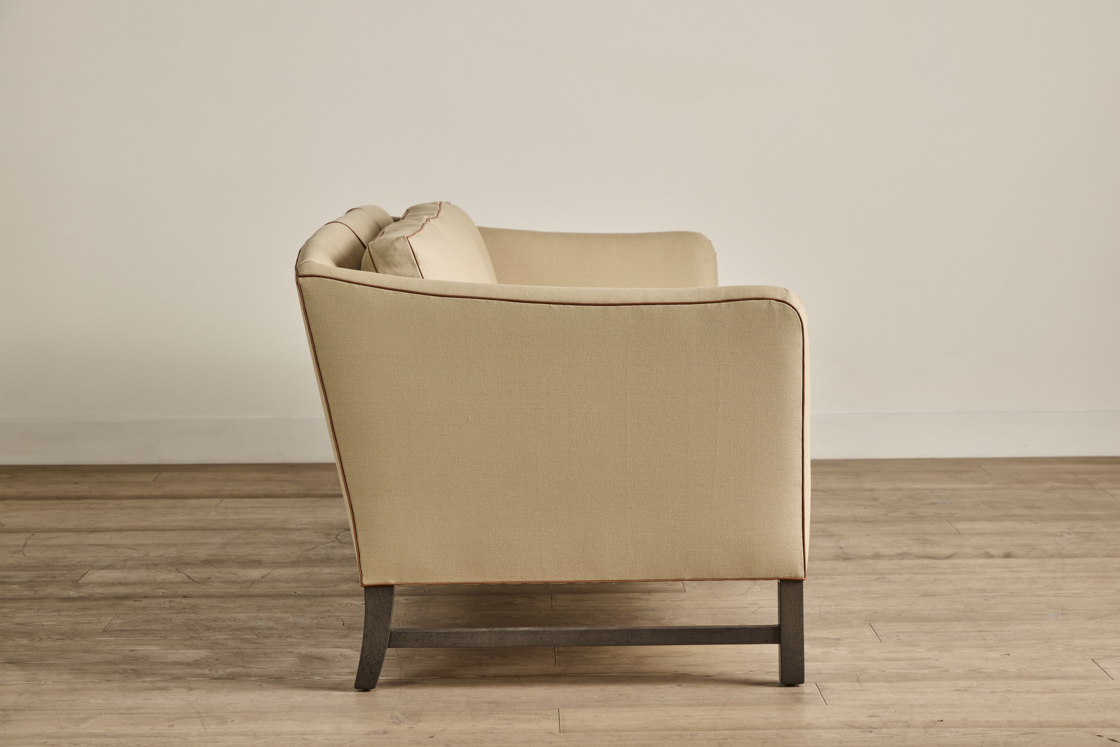 Shown in Customer's Own Material (Nickey Kehoe, Hemp in Flax with Howe Leather Tan Piping and Smoked Oak), 98 In. 