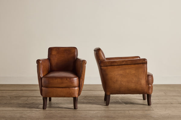 Pair of Leather High Armchairs
