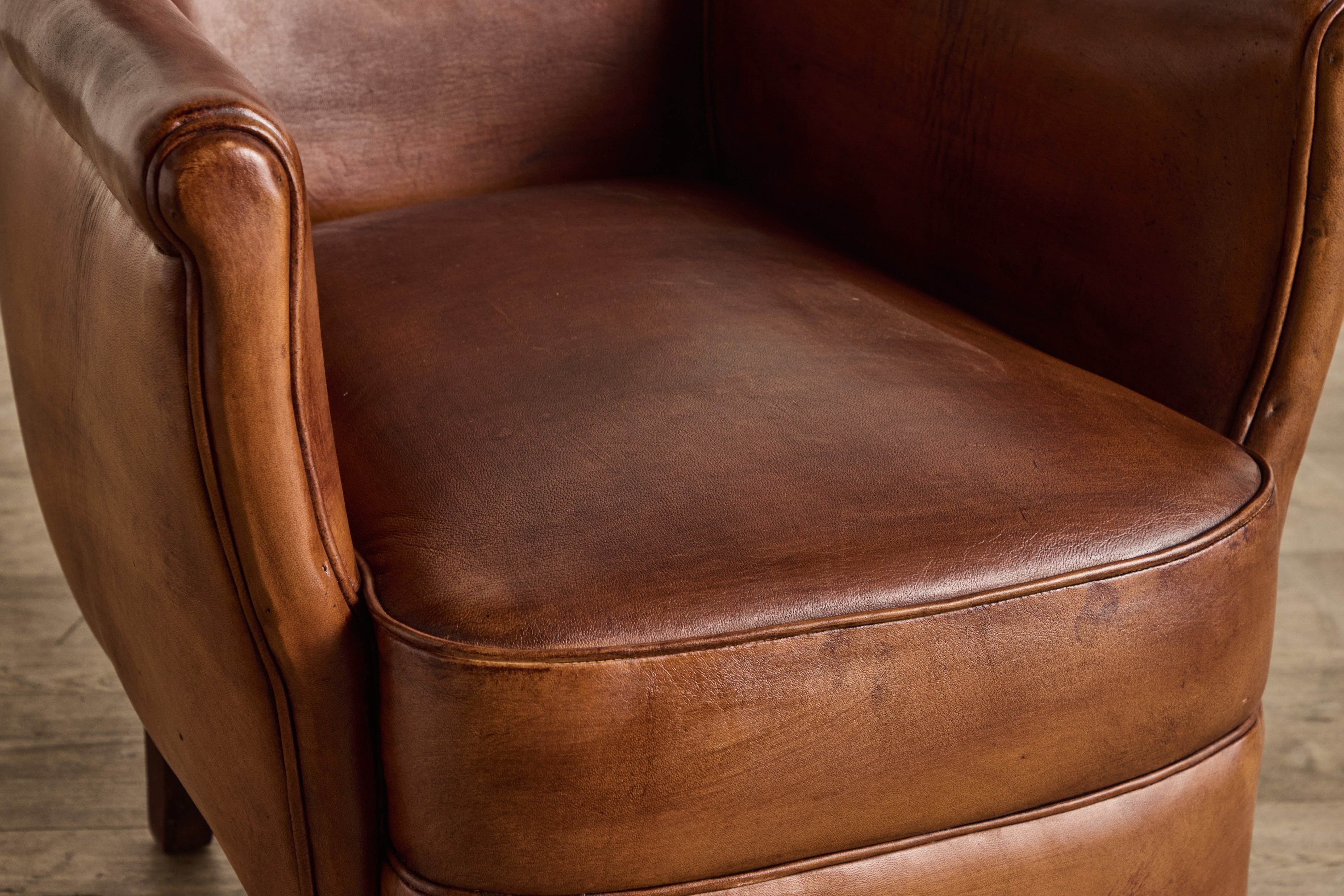 Pair of Leather High Armchairs