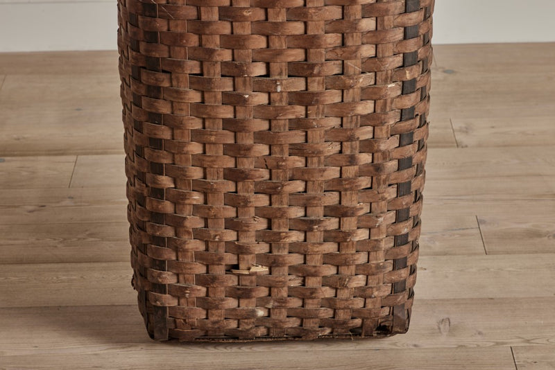 Vintage Rectangular Wicker and Wood Basket With Handel -  Finland