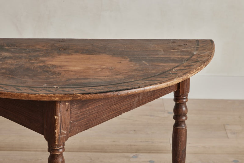 Grain Painted Demilune Table