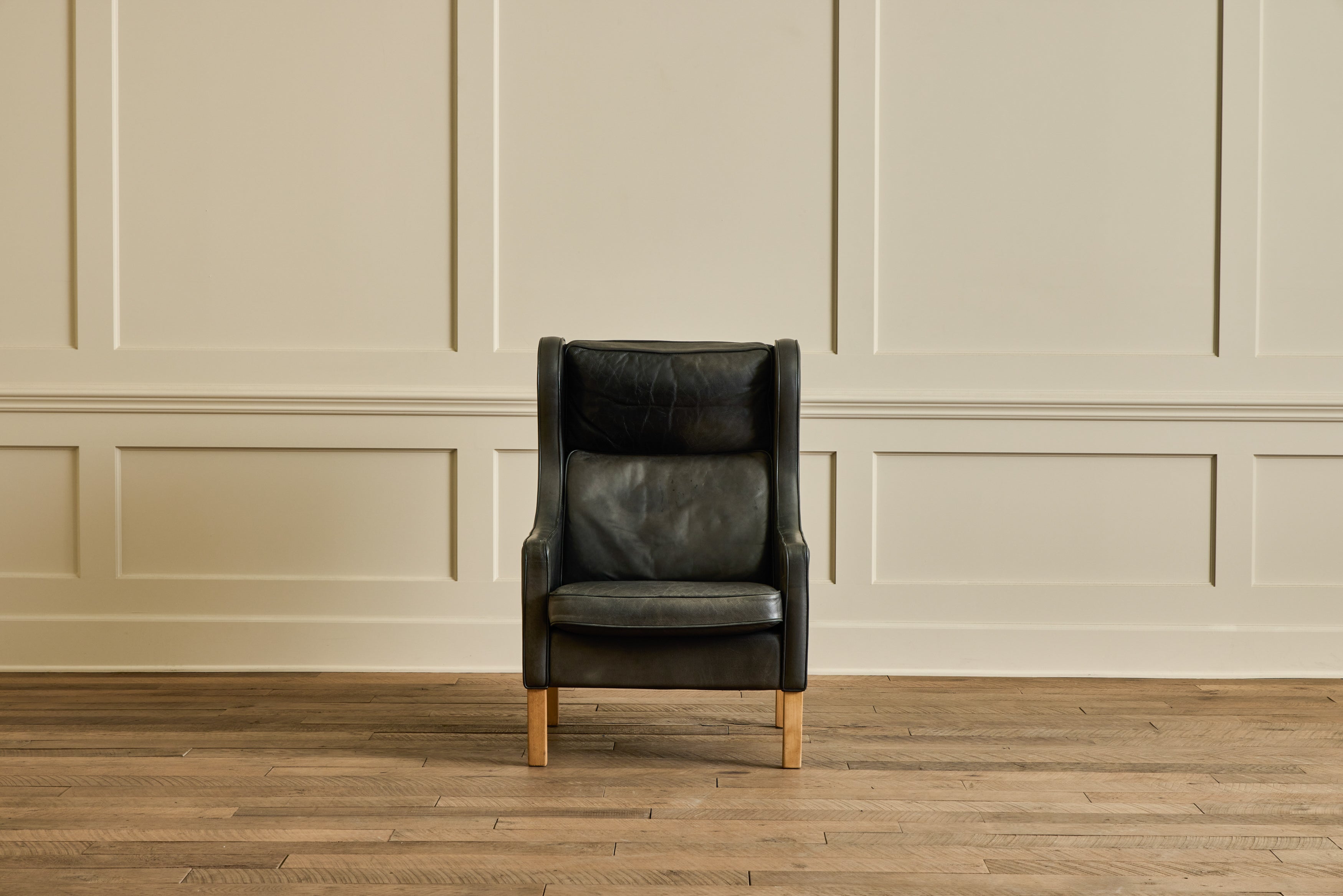 Mogens Hansen Leather Wingback Chair