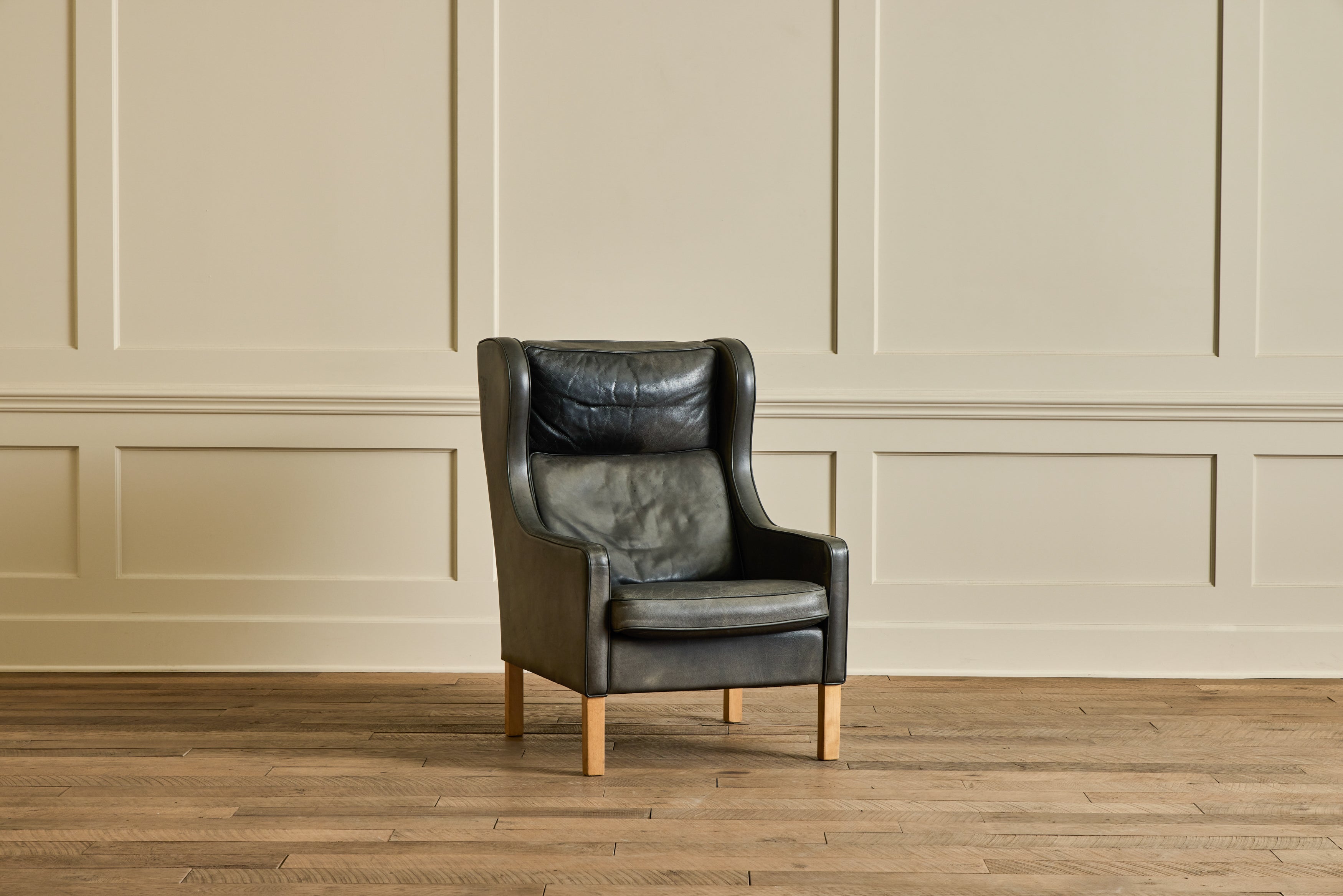 Mogens Hansen Leather Wingback Chair