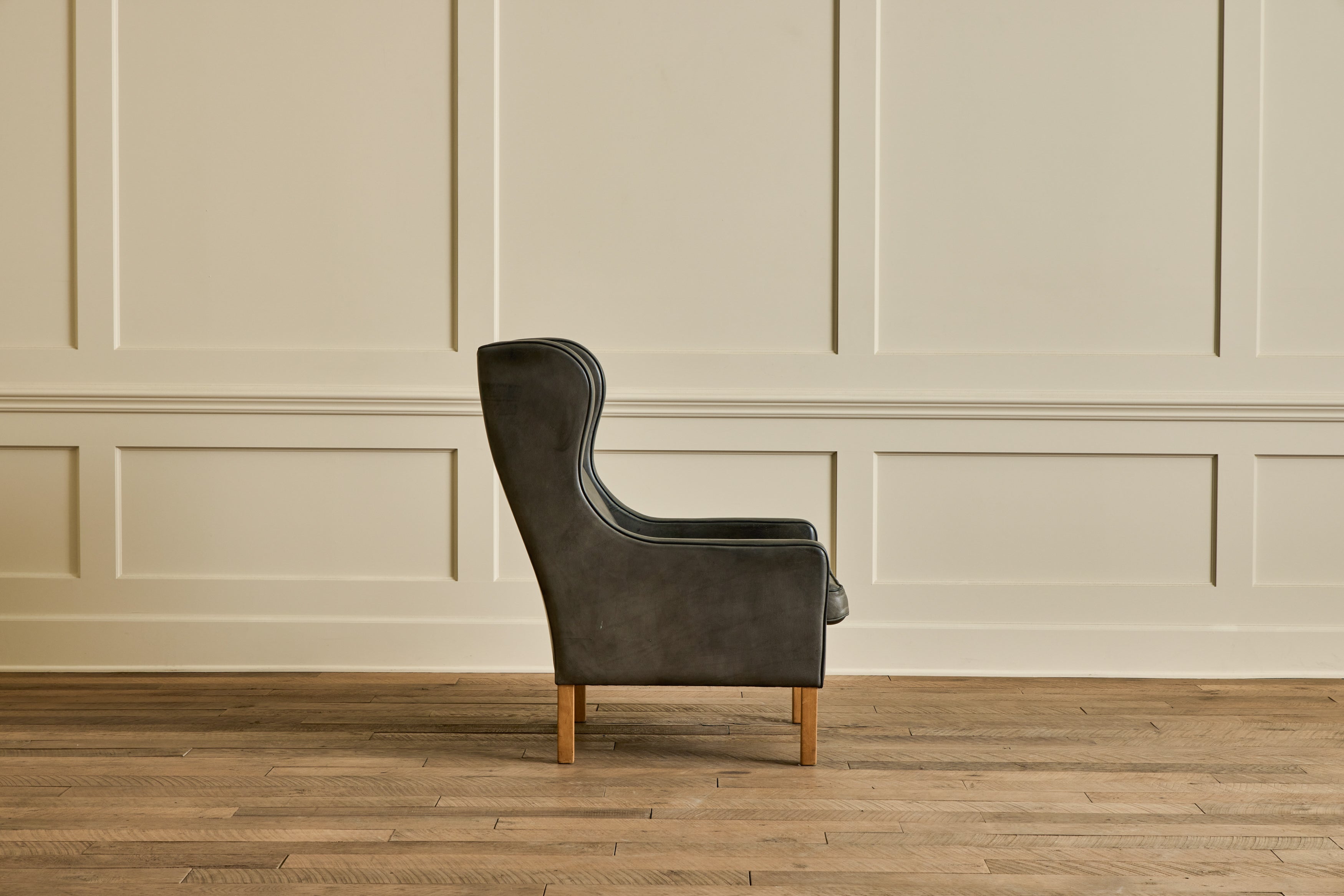 Mogens Hansen Leather Wingback Chair