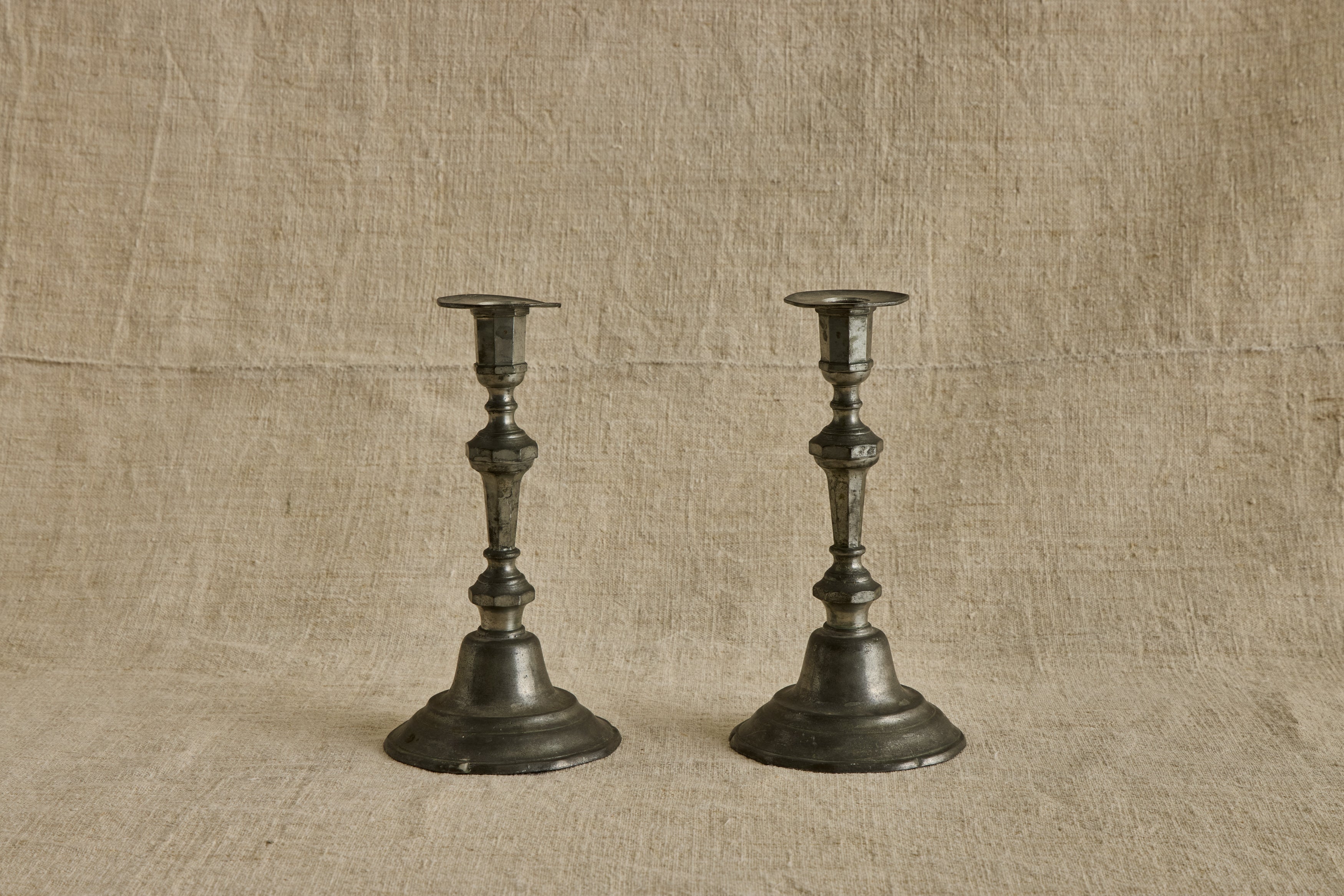 Pair of Pewter Candlestick Holders