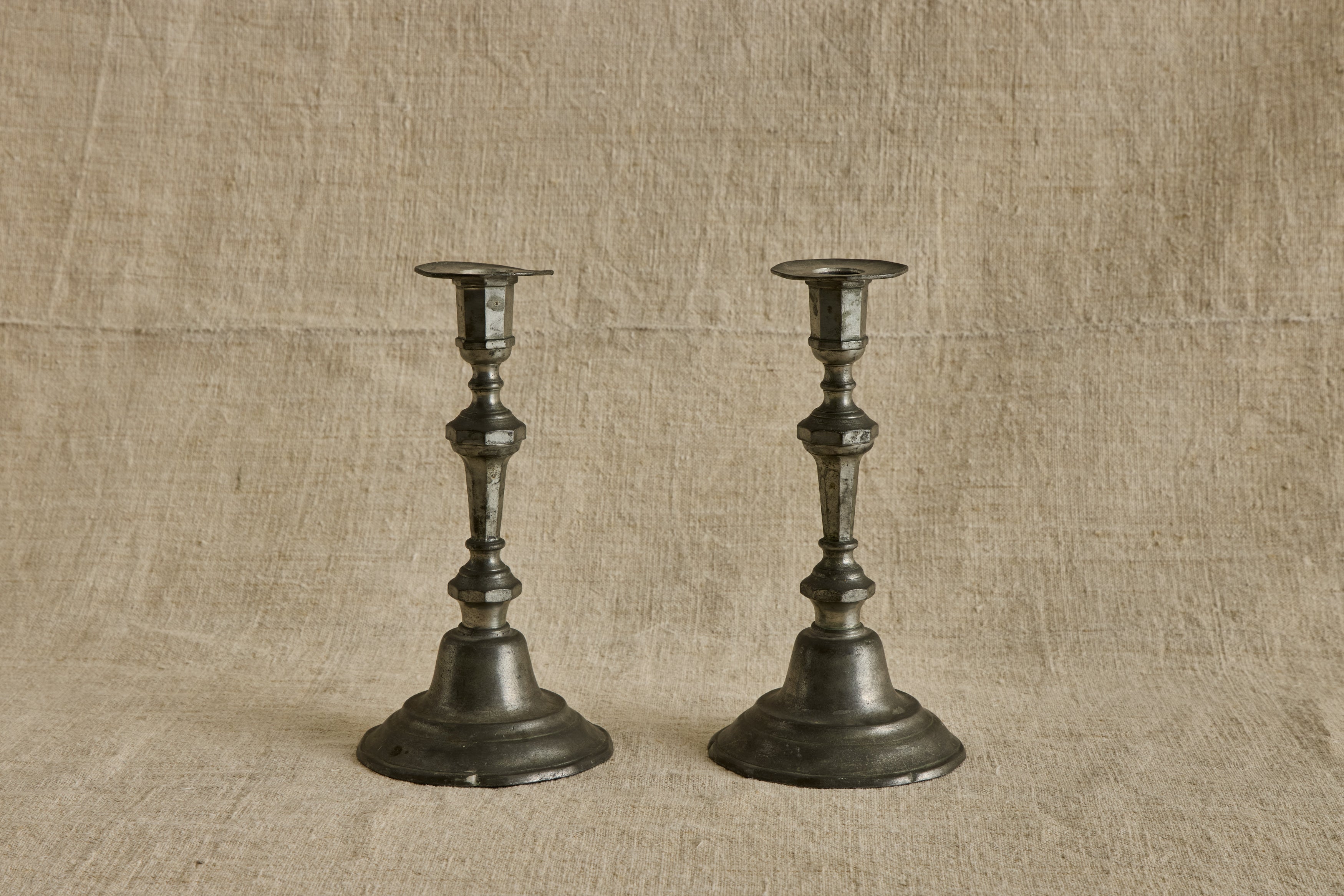 Pair of Pewter Candlestick Holders