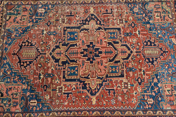 Blue & Pink Heriz Rug 9’2 X 11’5