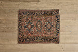 Pink Heriz Throw Rug 3’4 X 4’2