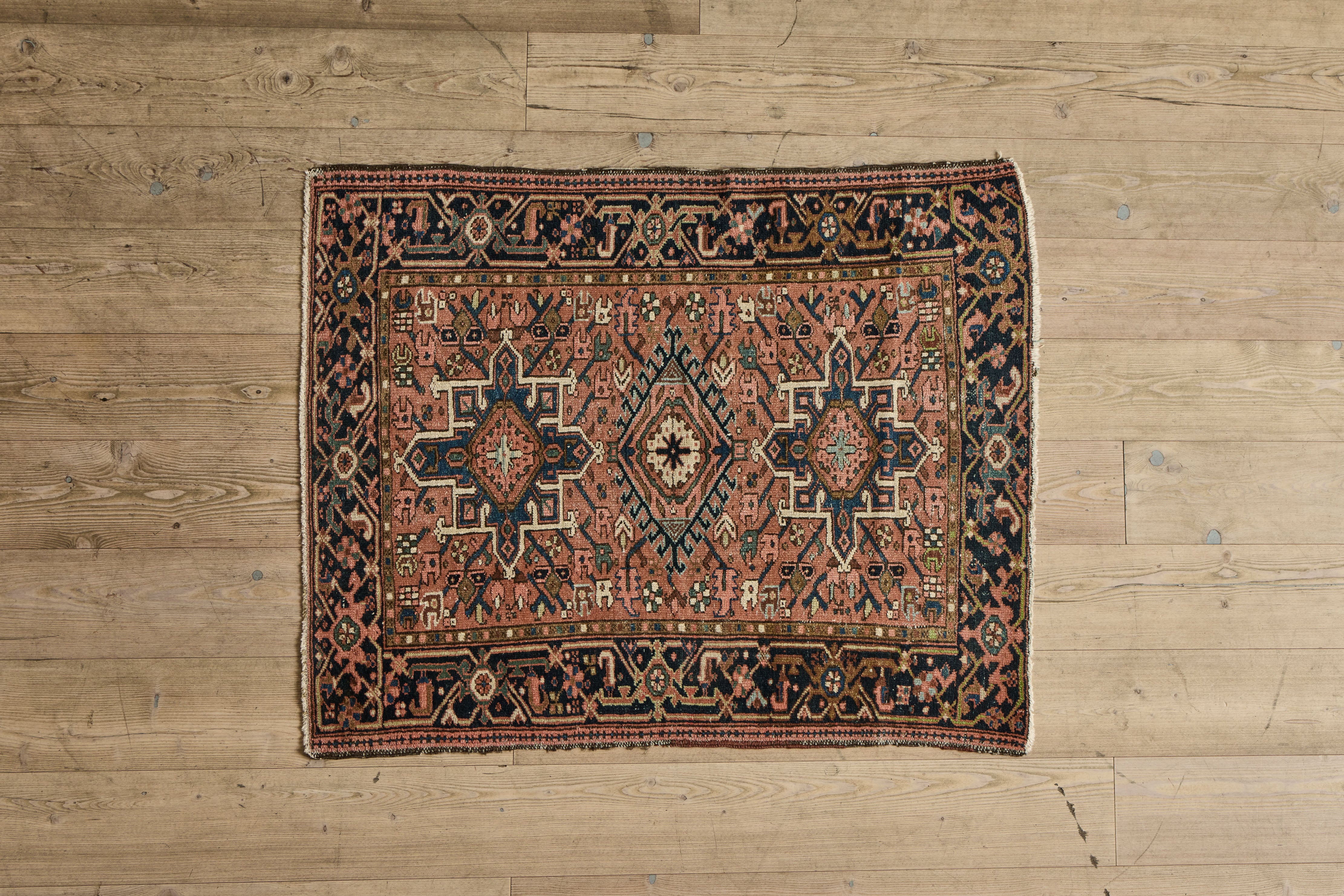 Pink Heriz Throw Rug 3’4 X 4’2