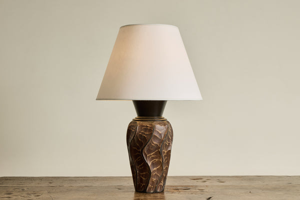 Carved Wood Lamp