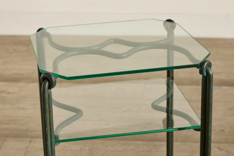 Pair of Bronze & Glass Side Tables