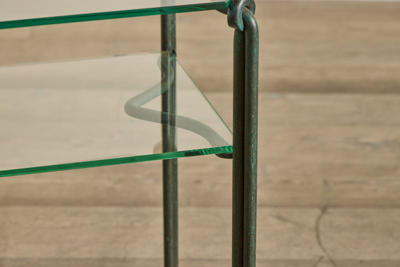 Pair of Bronze & Glass Side Tables