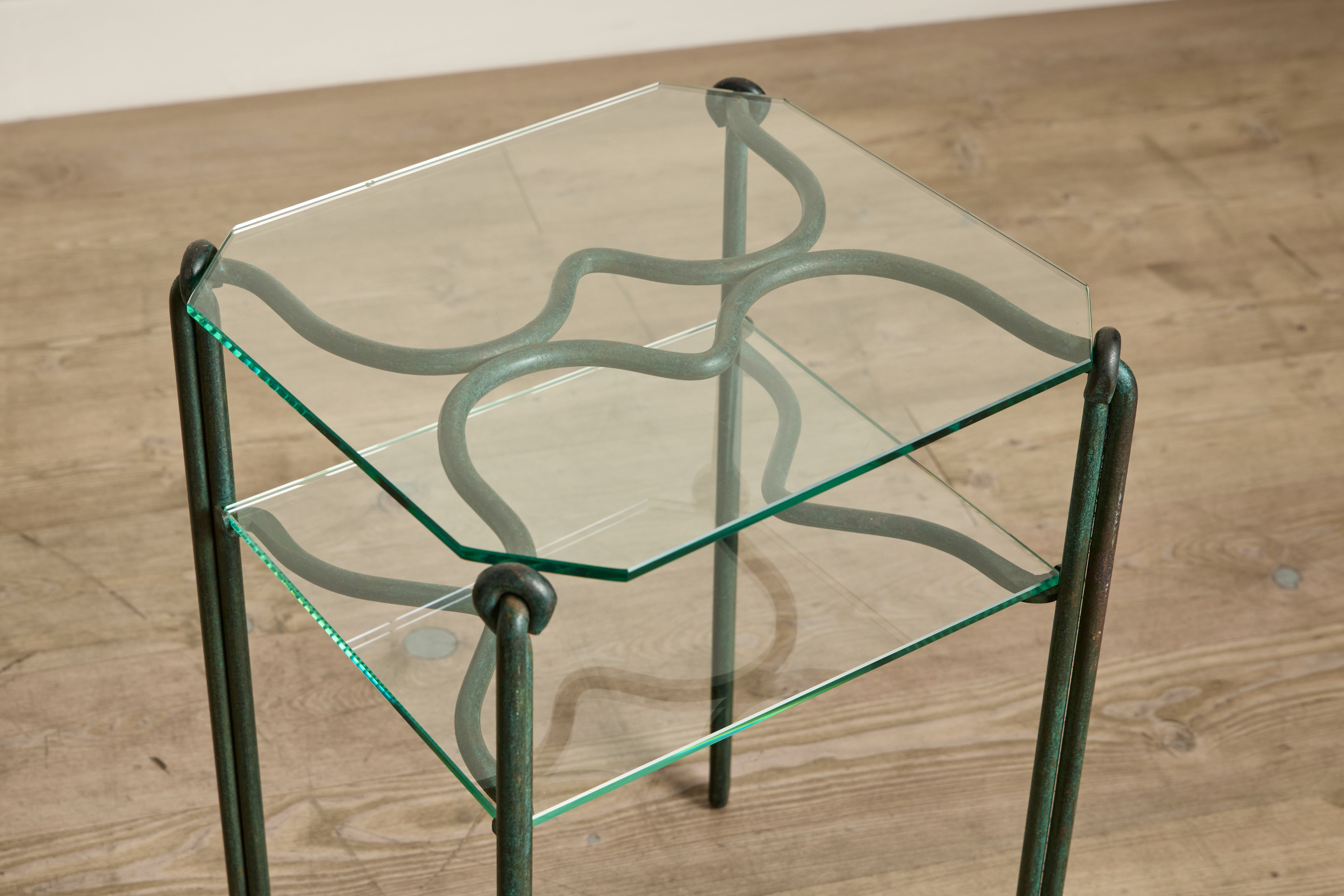 Pair of Bronze & Glass Side Tables