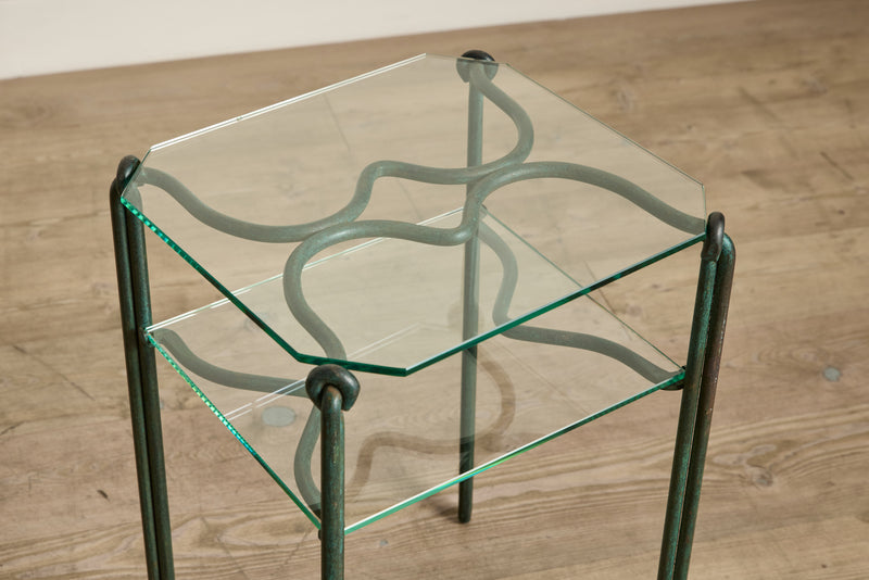 Pair of Bronze & Glass Side Tables