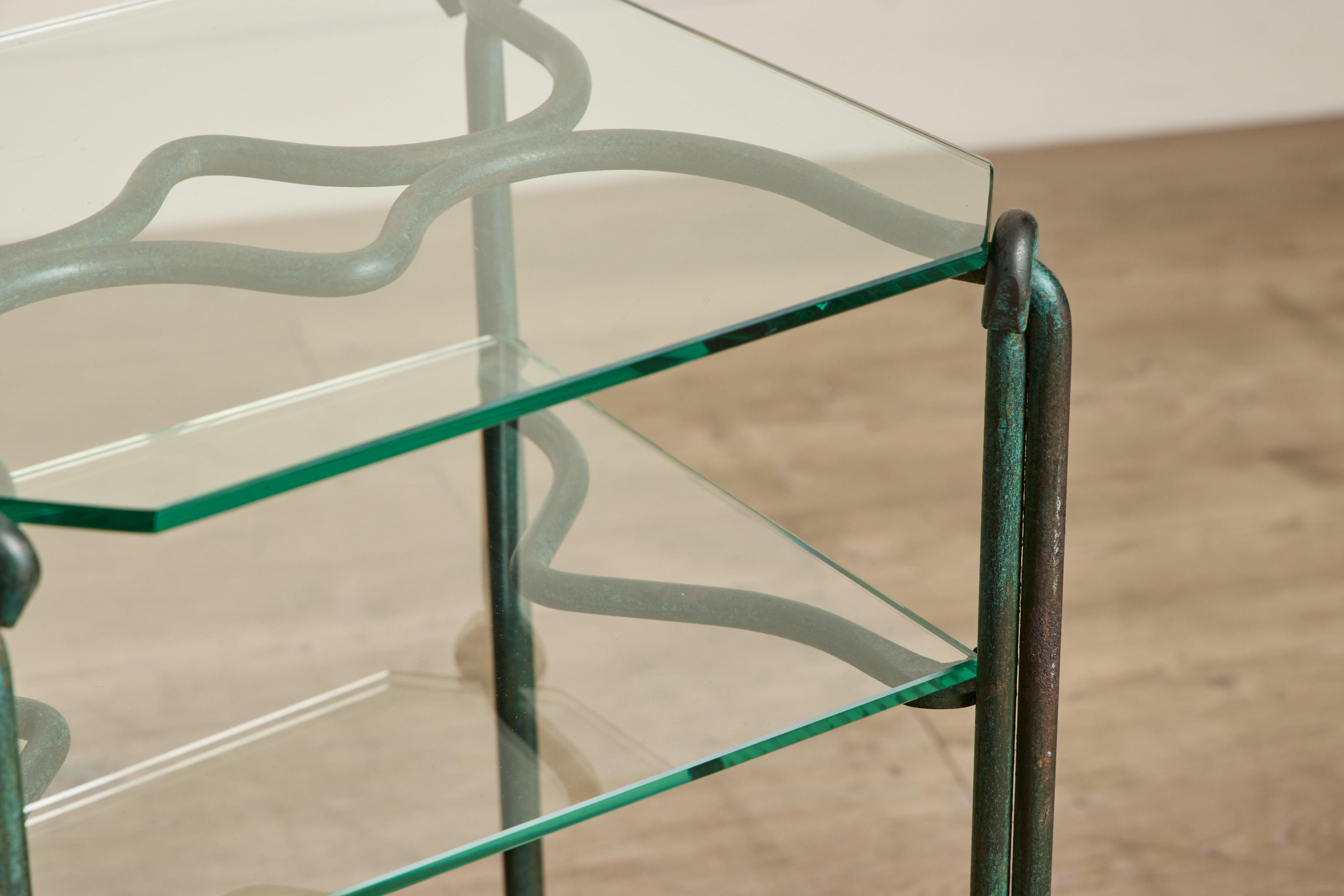 Pair of Bronze & Glass Side Tables