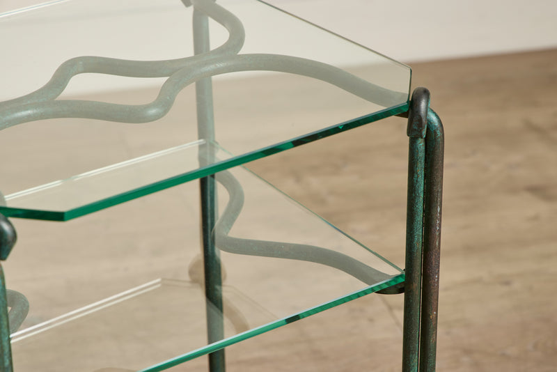 Pair of Bronze & Glass Side Tables
