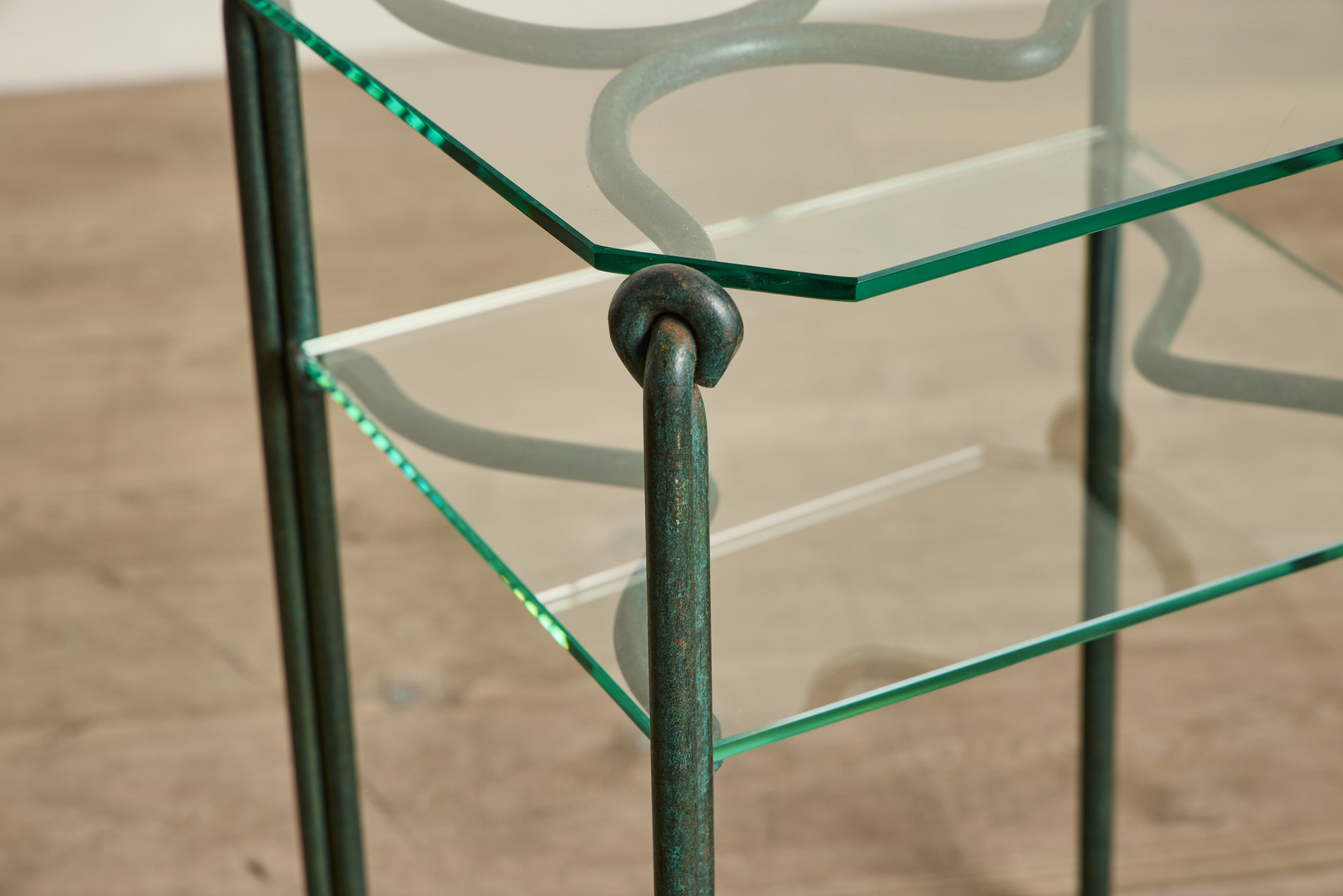 Pair of Bronze & Glass Side Tables