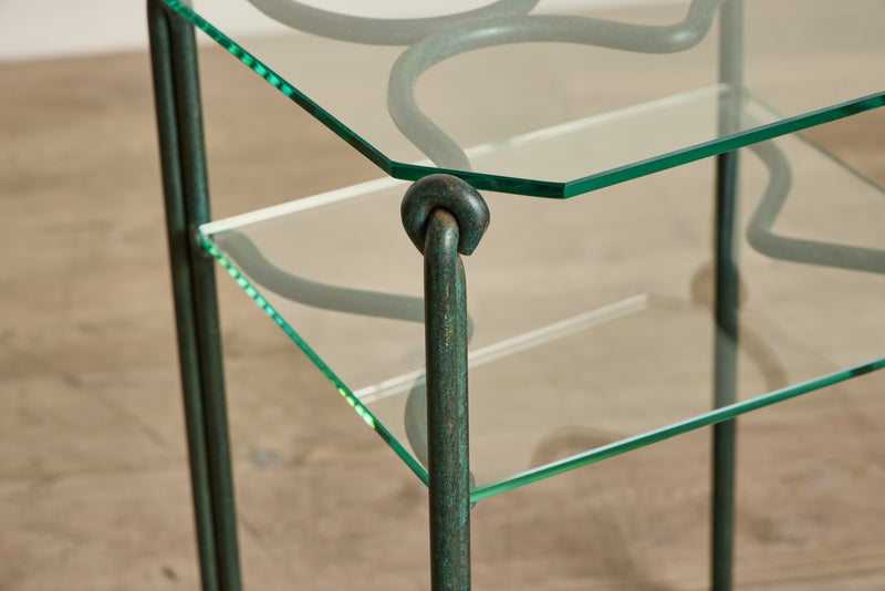 Pair of Bronze & Glass Side Tables