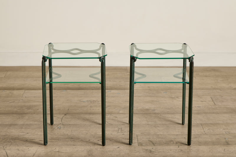 Pair of Bronze & Glass Side Tables