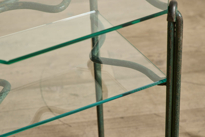 Pair of Bronze & Glass Side Tables