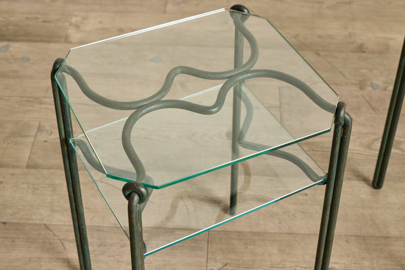 Pair of Bronze & Glass Side Tables