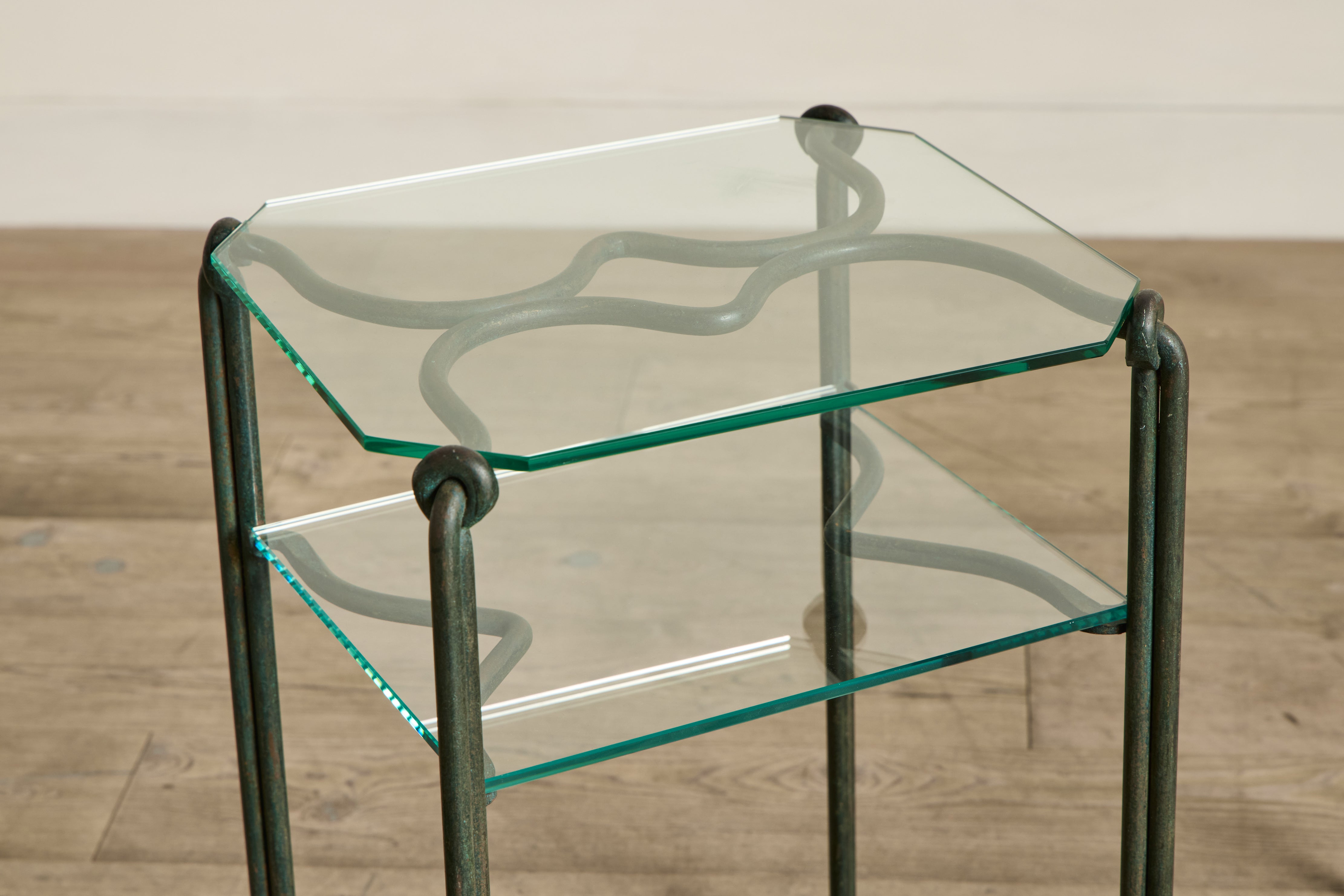 Pair of Bronze & Glass Side Tables