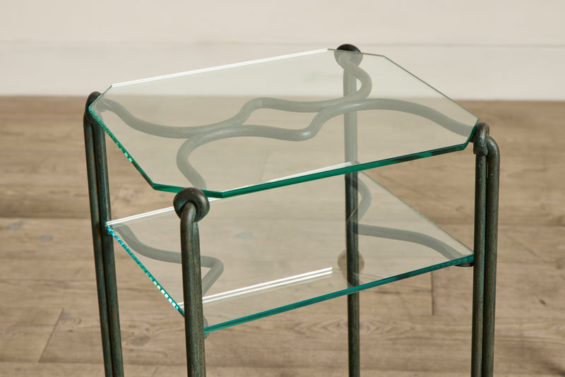 Pair of Bronze & Glass Side Tables