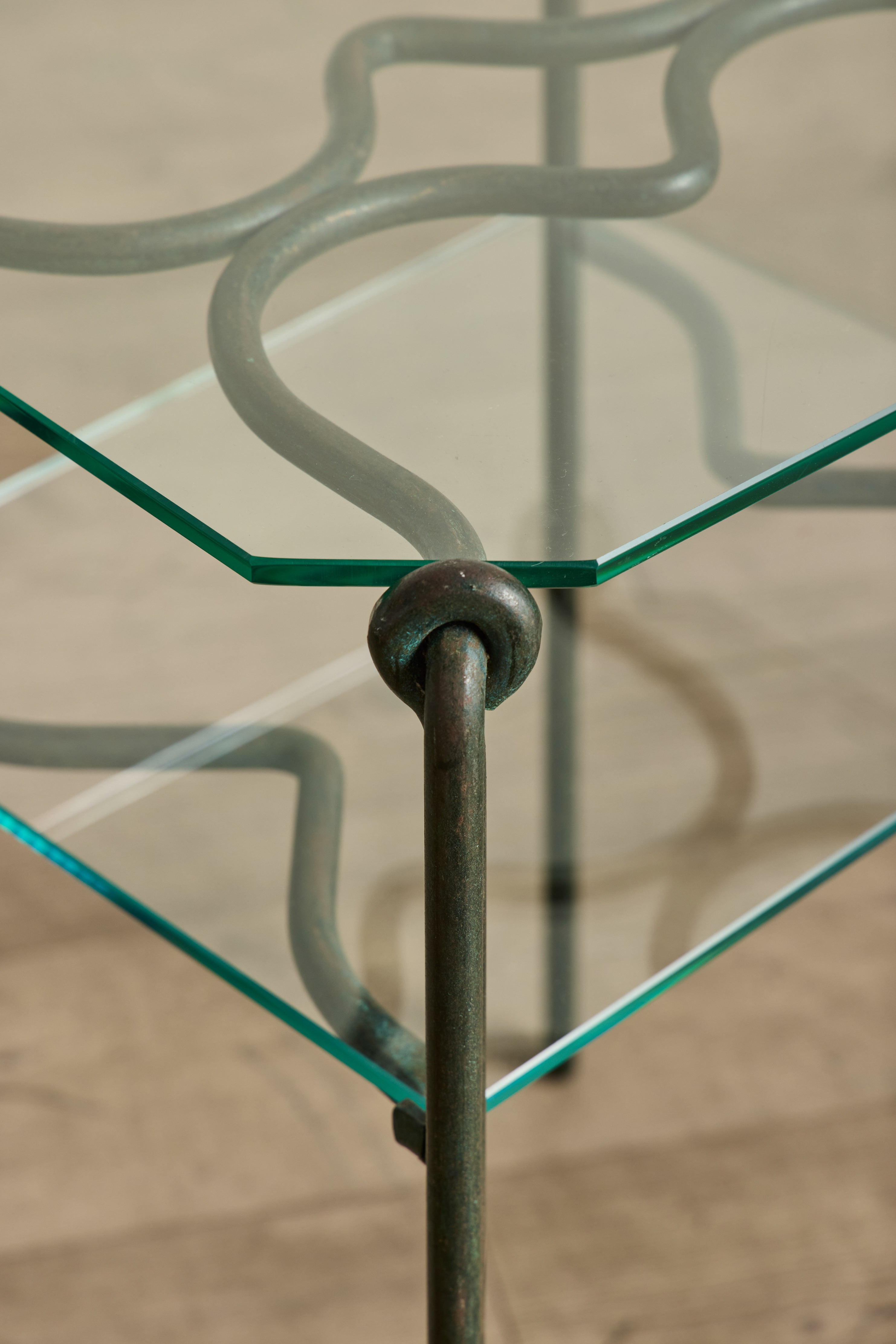 Pair of Bronze & Glass Side Tables