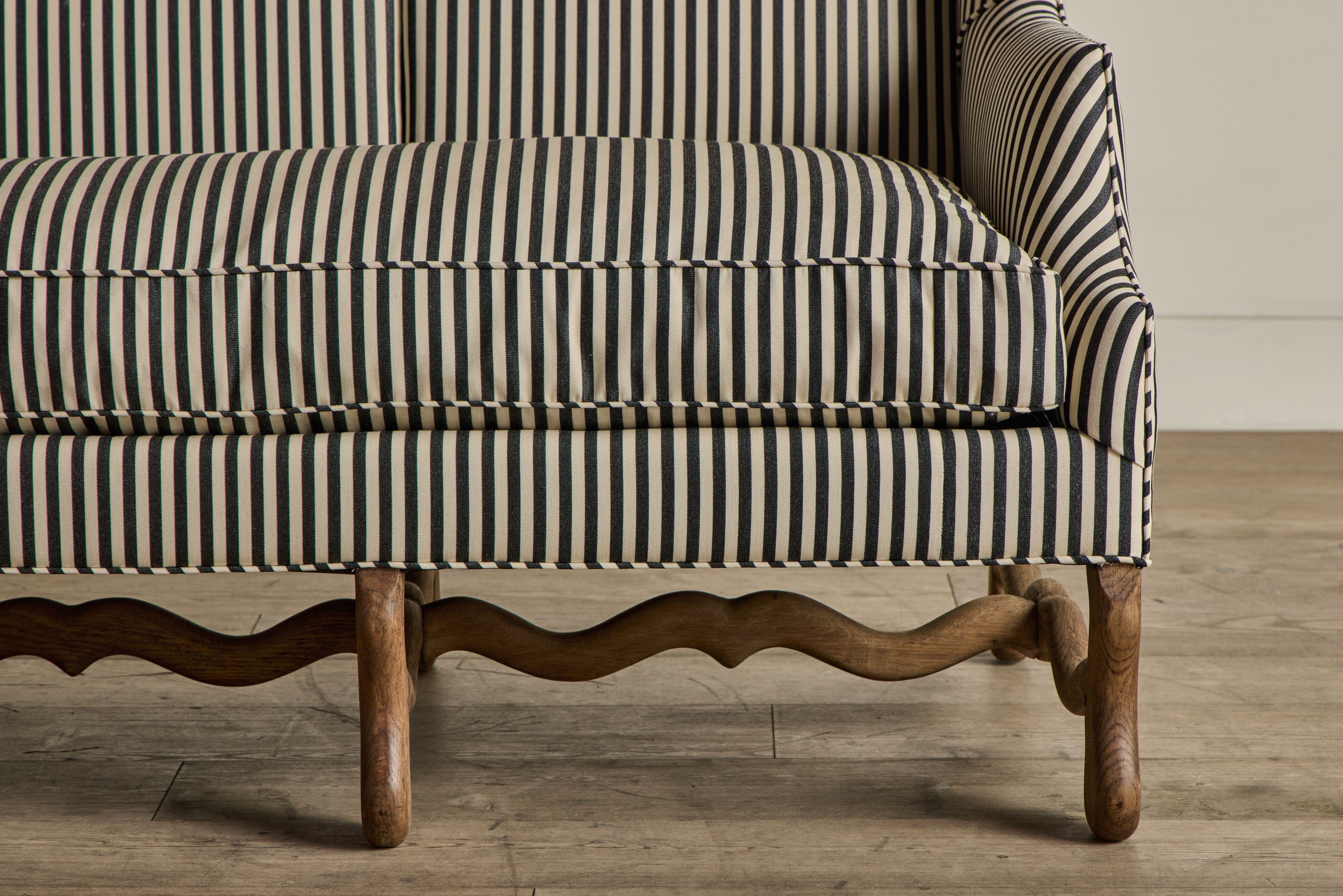 Striped High Back Sofa