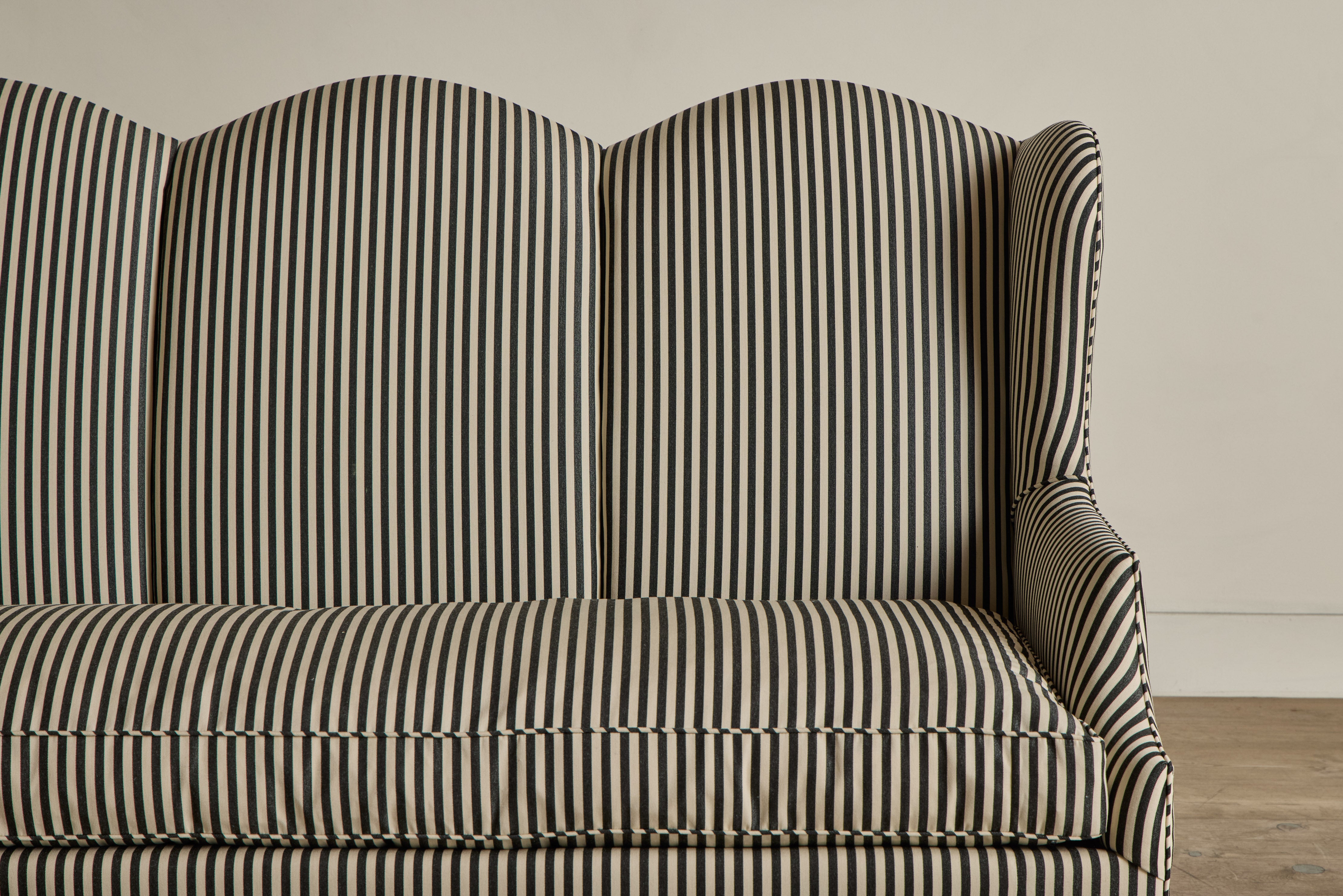 Striped High Back Sofa