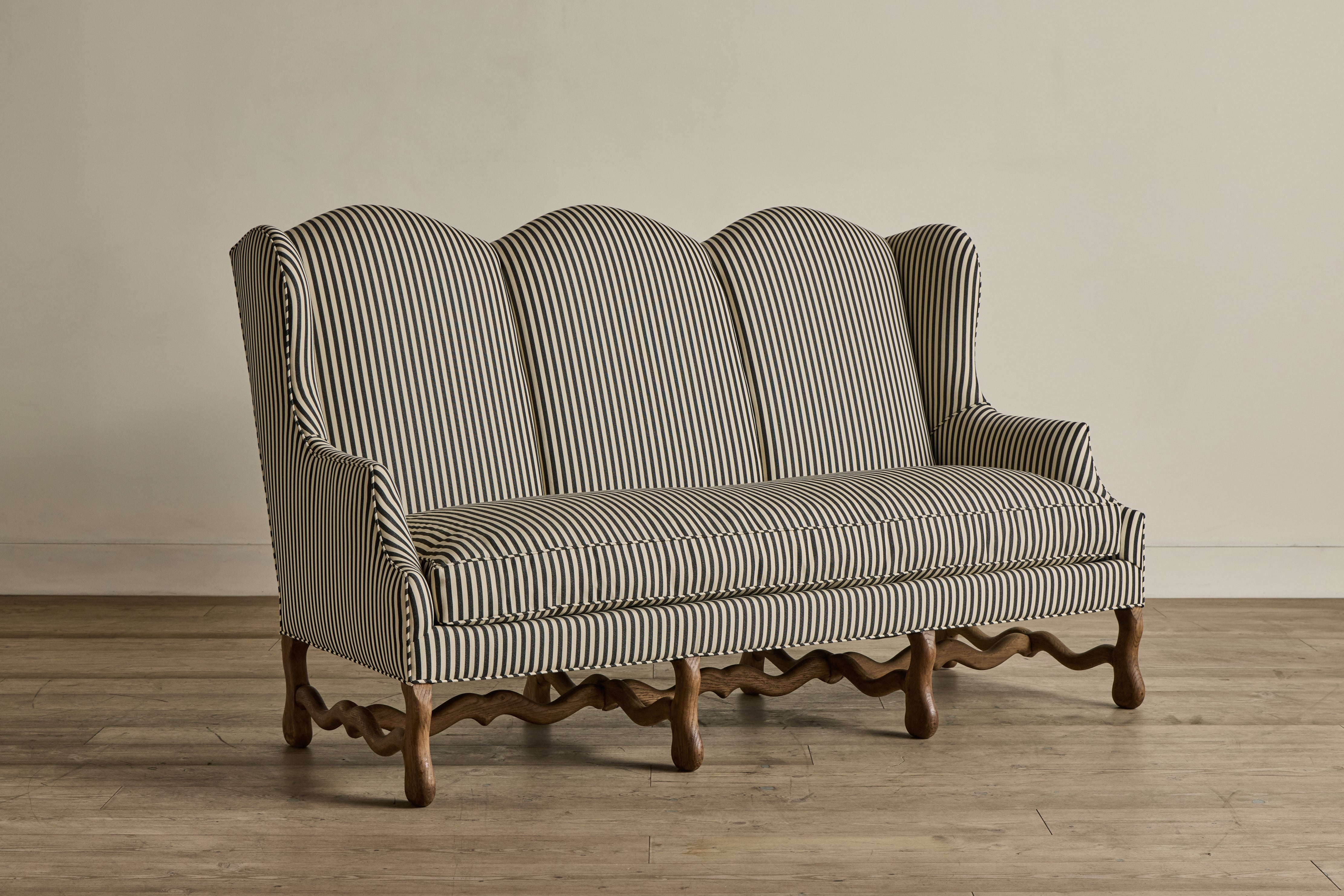 Striped High Back Sofa