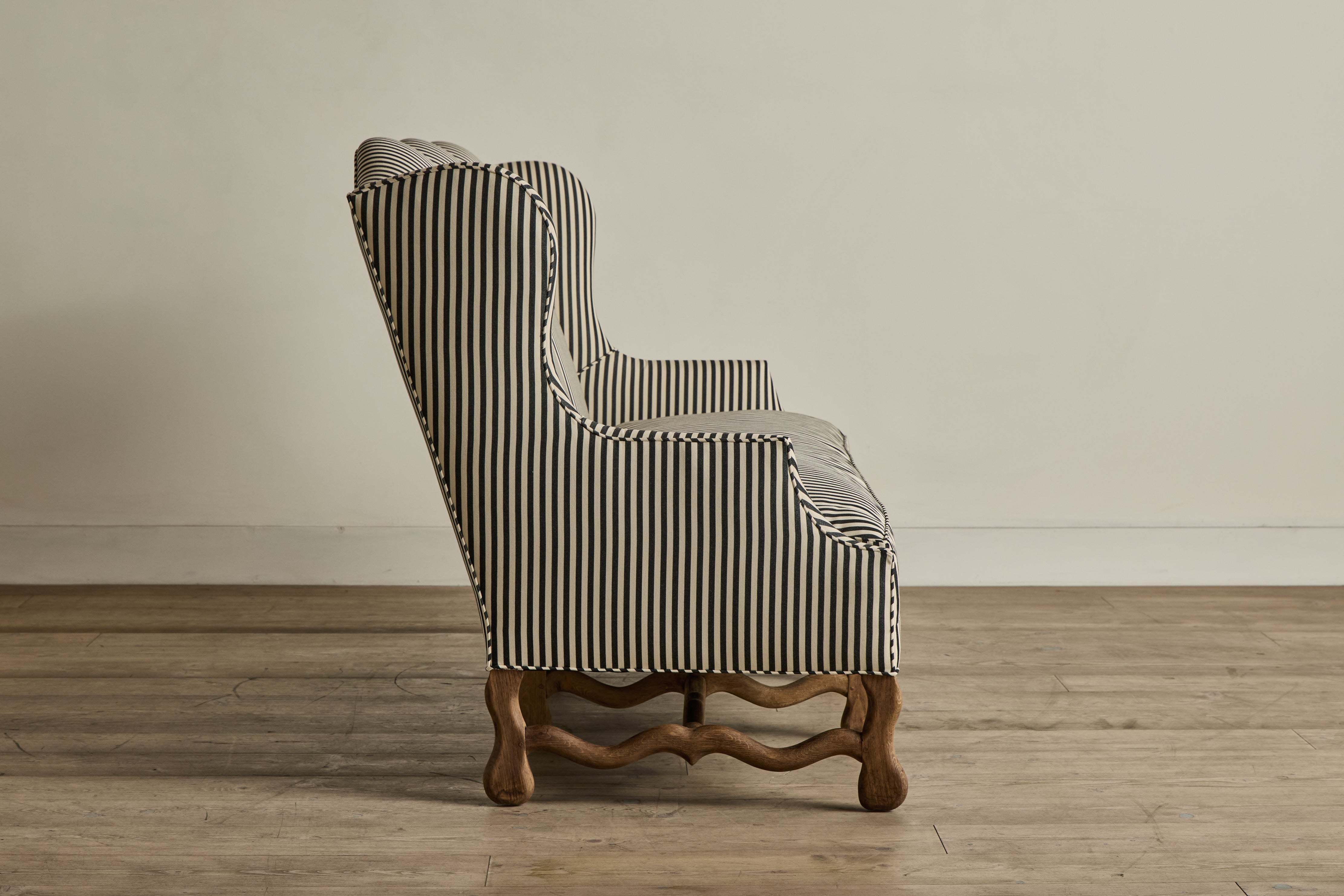 Striped High Back Sofa