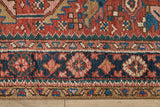 Red & Blue Heriz Throw Rug 3’3 X 4’2
