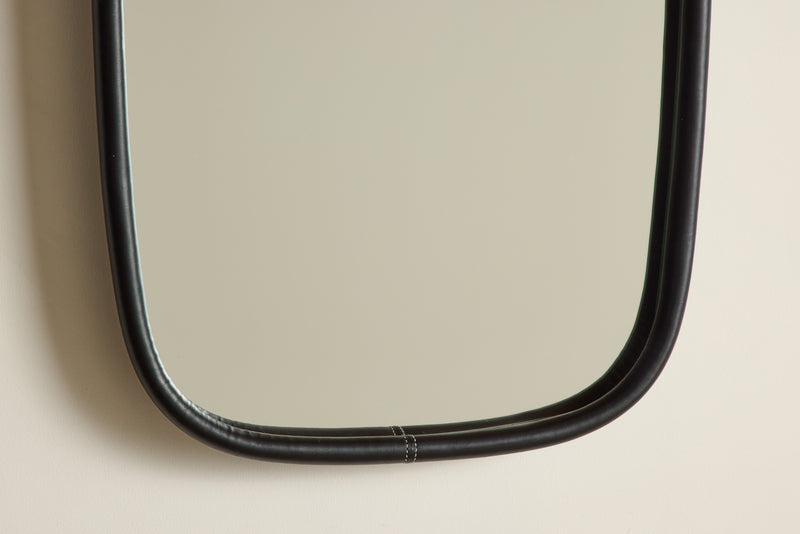 Lozenge Black Leather Mirror