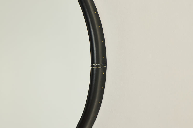 Round Black Leather Mirror