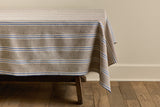 Tablecloth in Chocolate with Blue Stripe