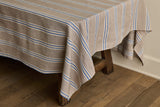 Tablecloth in Chocolate with Blue Stripe