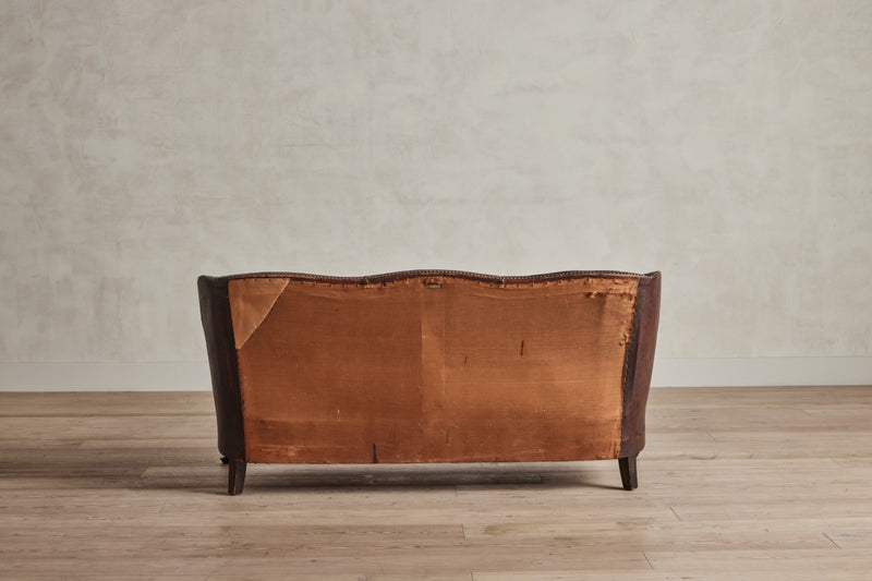 Danish Leather Club Sofa