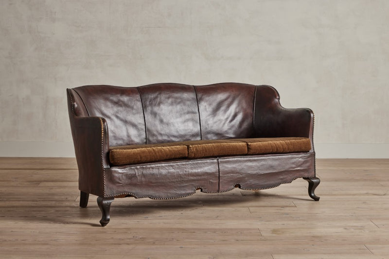 Danish Leather Club Sofa
