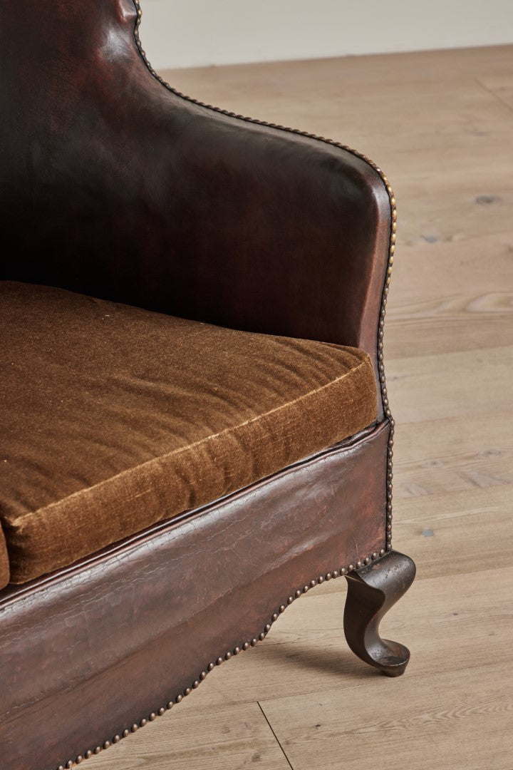 Danish Leather Club Sofa