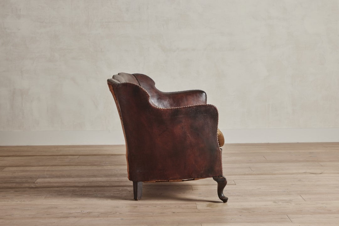 Danish Leather Club Sofa