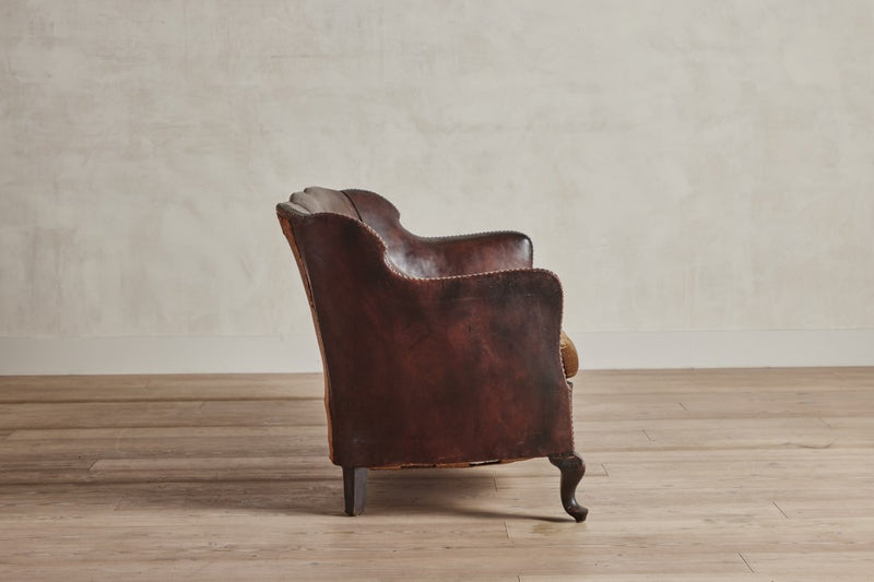 Danish Leather Club Sofa