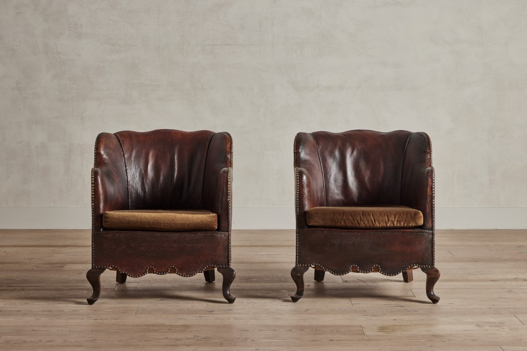 Danish Leather Club Chairs