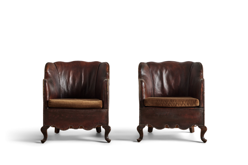 Danish Leather Club Chairs