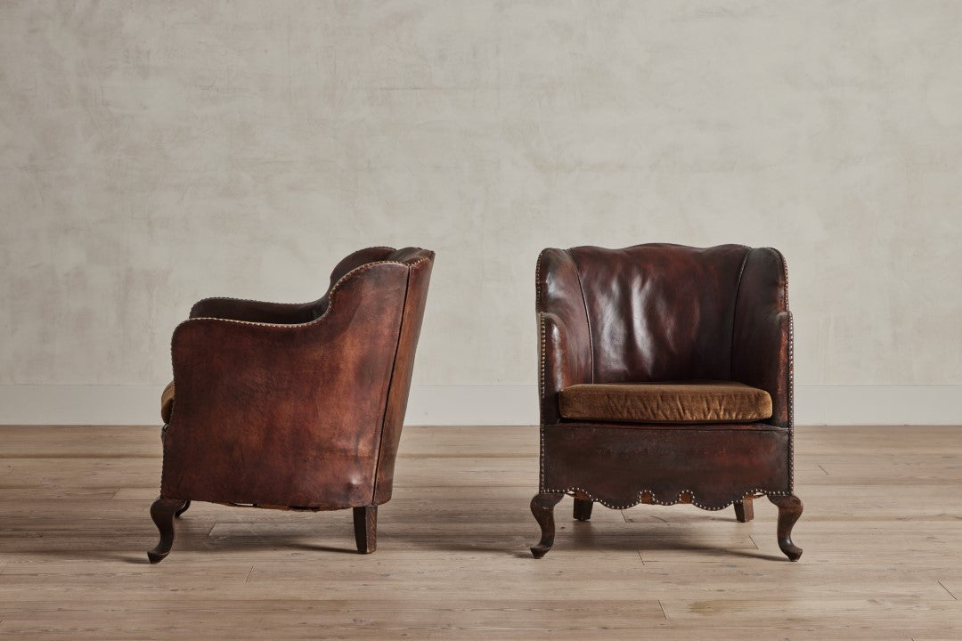 Danish Leather Club Chairs