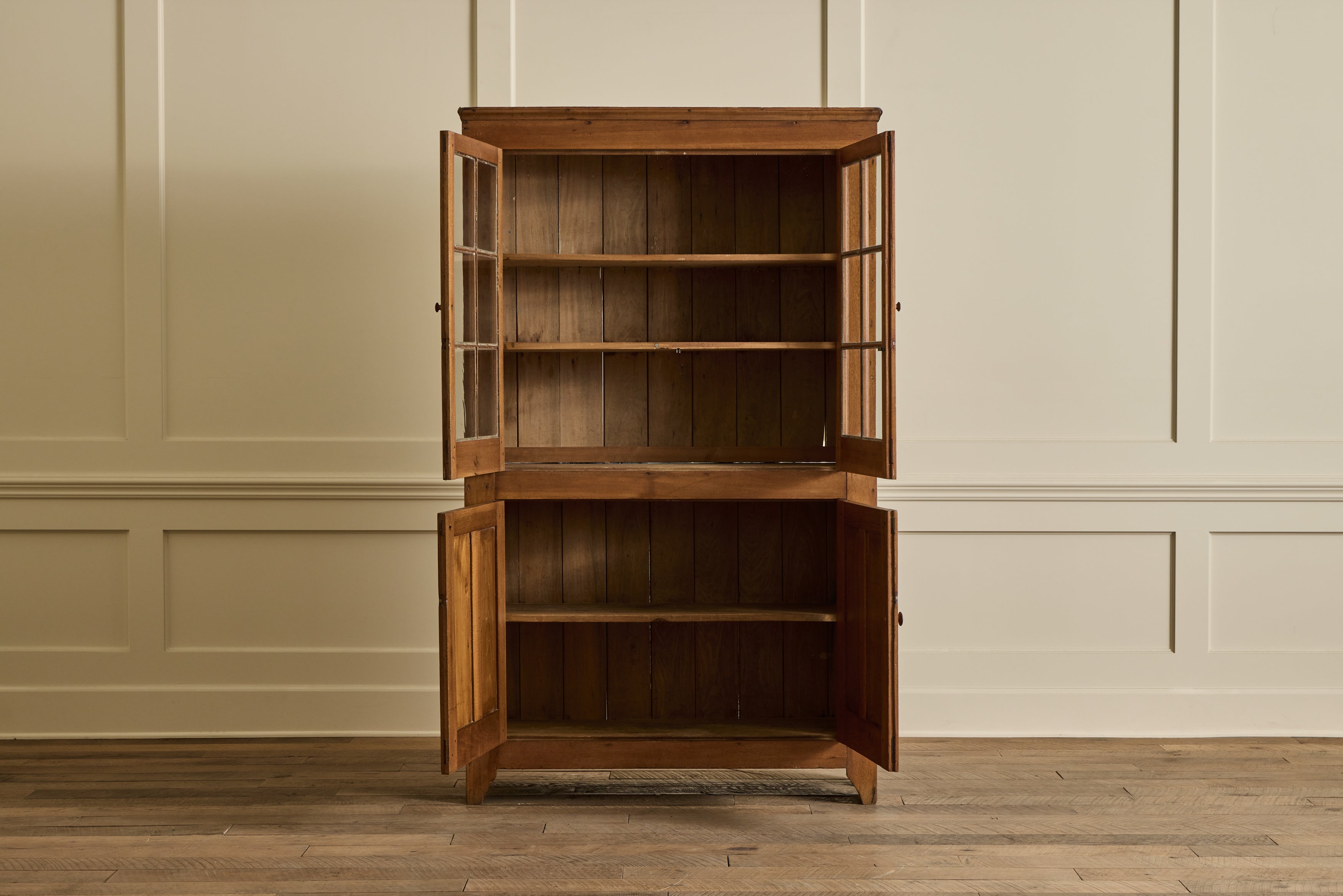 Walnut Glass Door Hutch