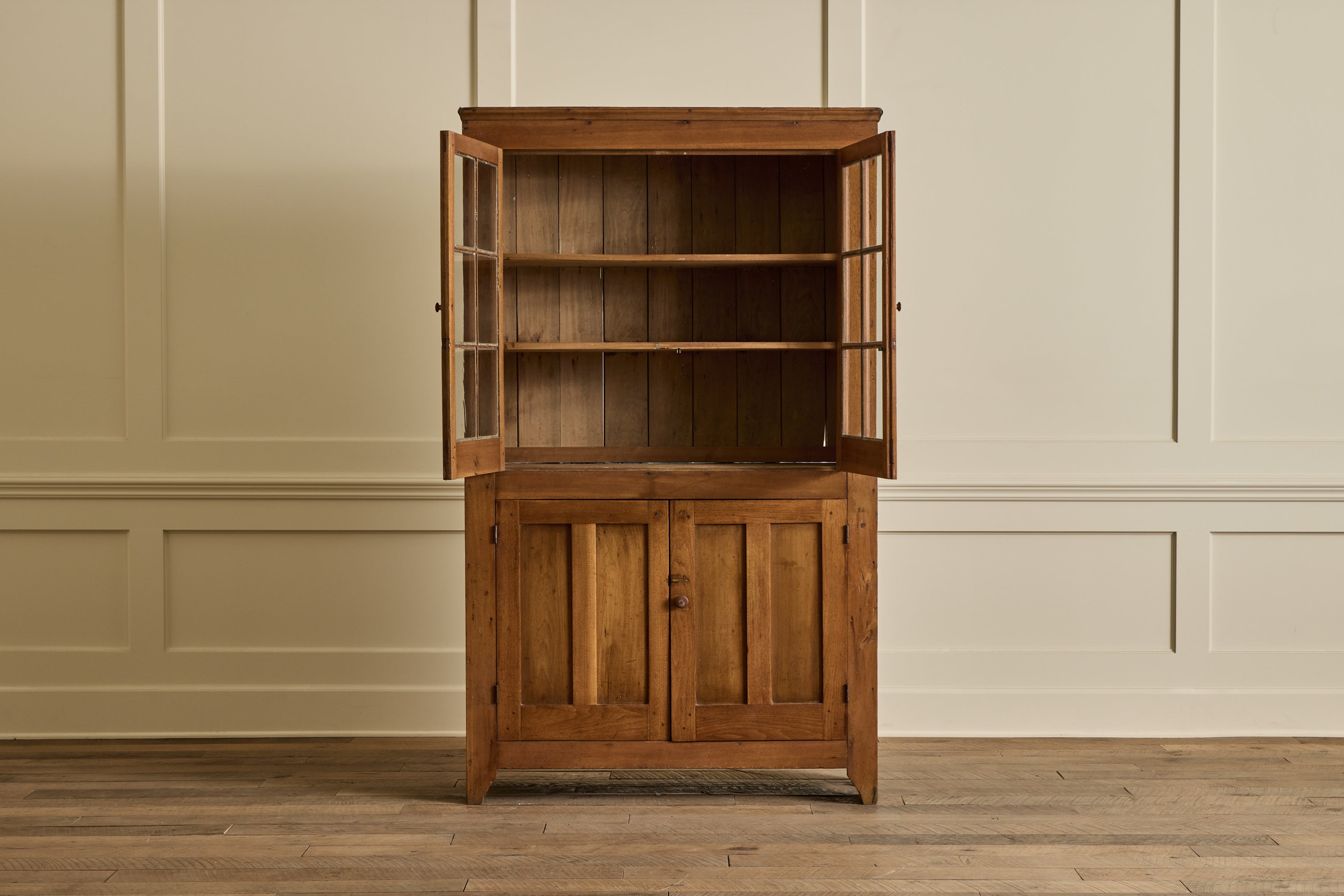 Walnut Glass Door Hutch