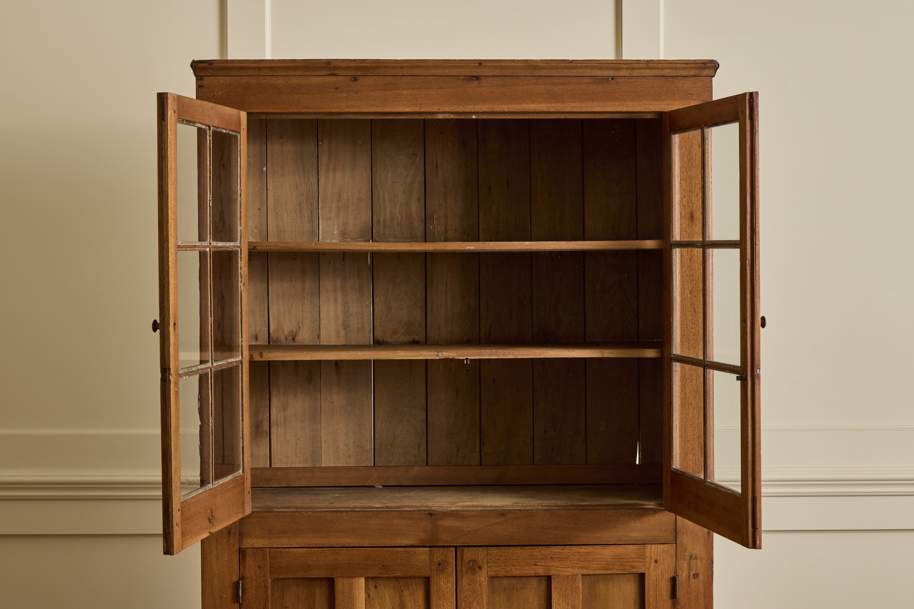 Walnut Glass Door Hutch