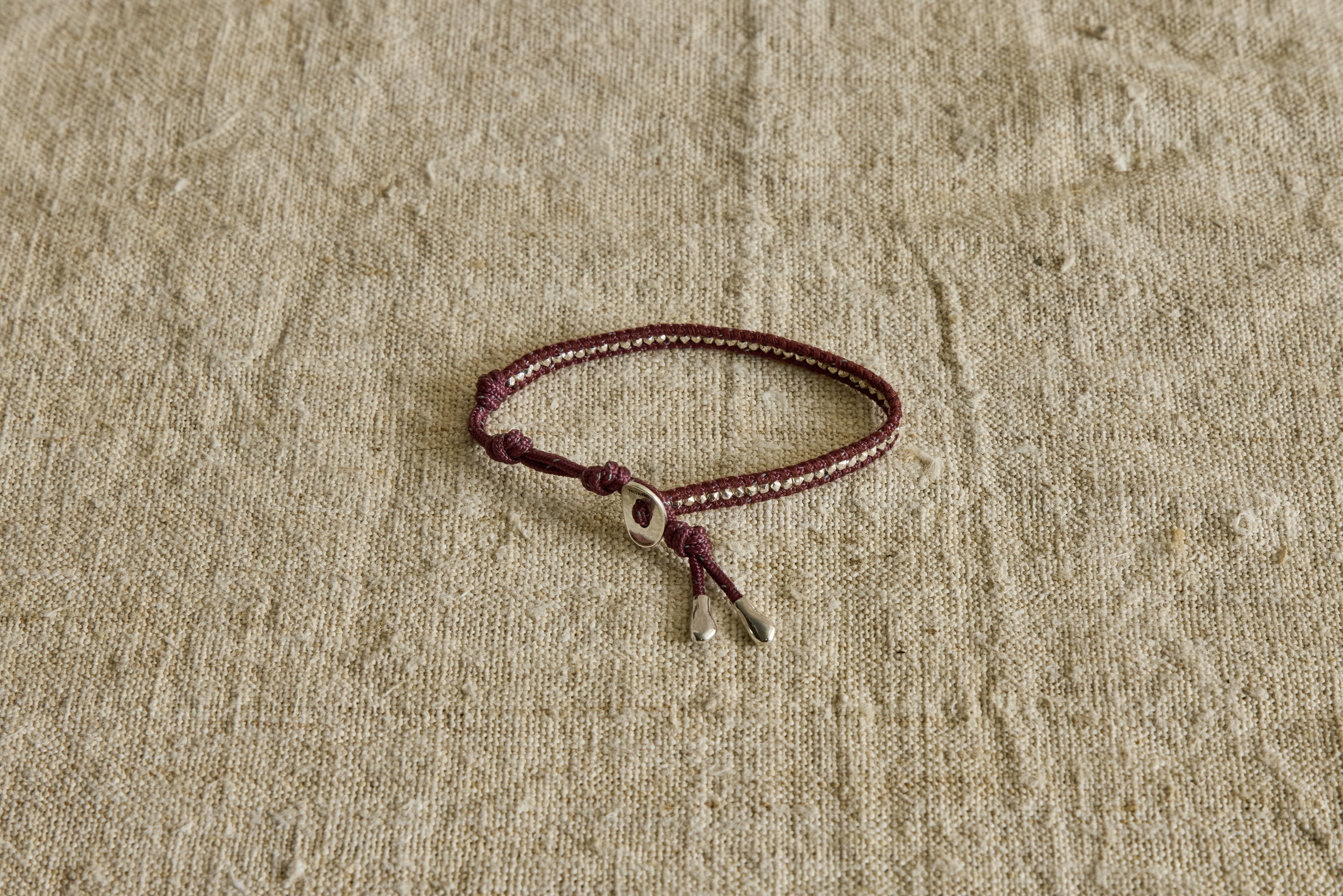 Sterling Silver Single Wrap Bracelet In Maroon